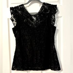 WHBM black lace blouse